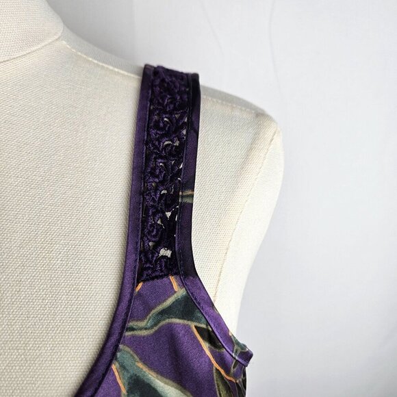 Vintage California Dynasty Purple Floral Maxi Slip Dress Small Lace Straps - Picture 6 of 10